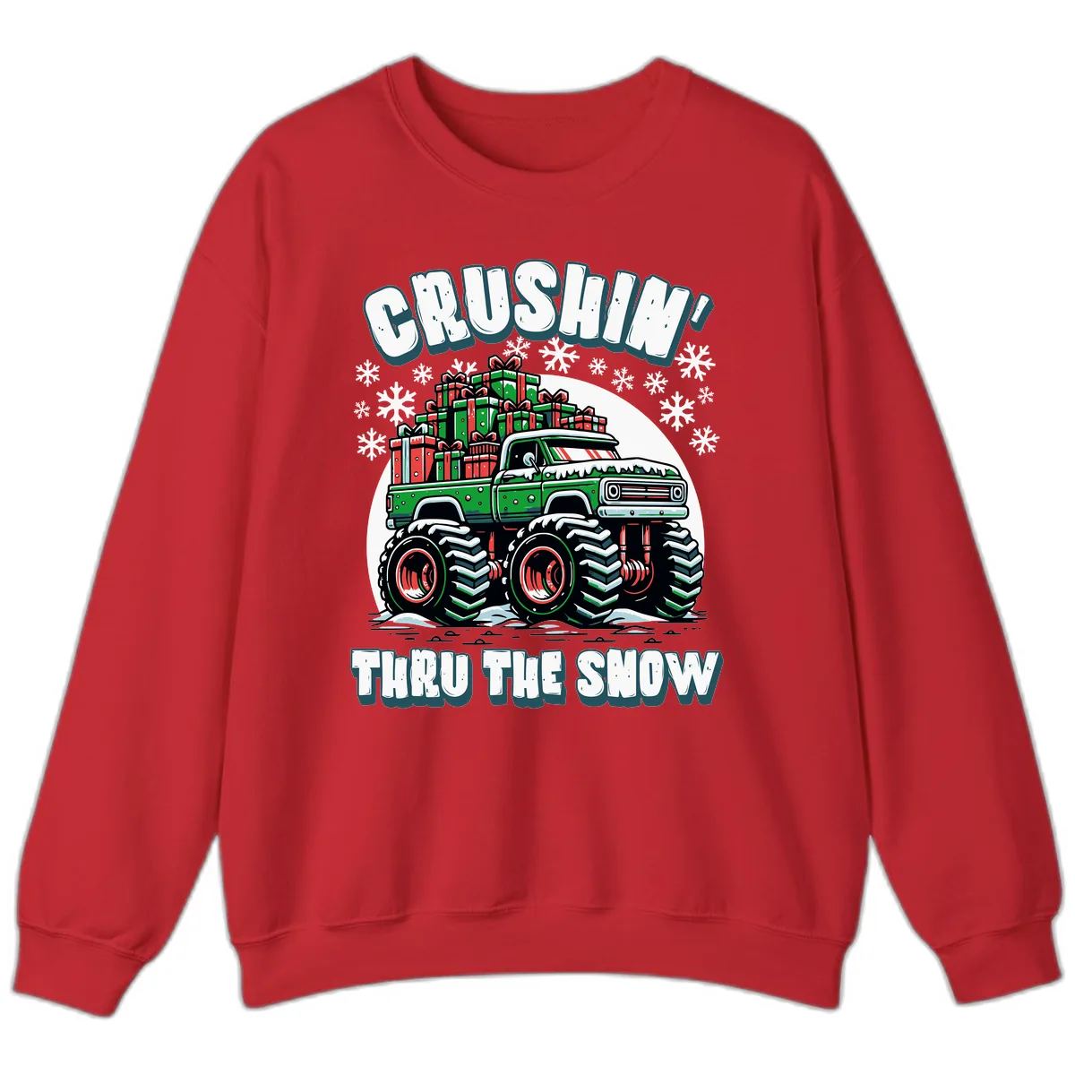 Monster Truck Crushing Presents Sweatshirt in Red