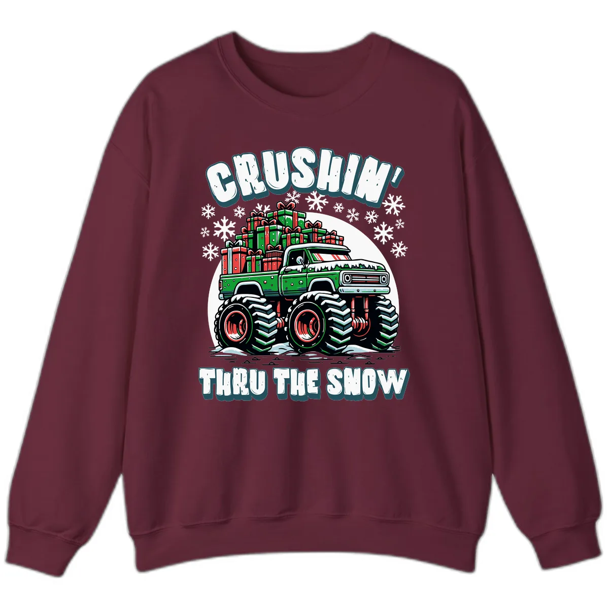 Monster Truck Crushing Presents Sweatshirt in Maroon
