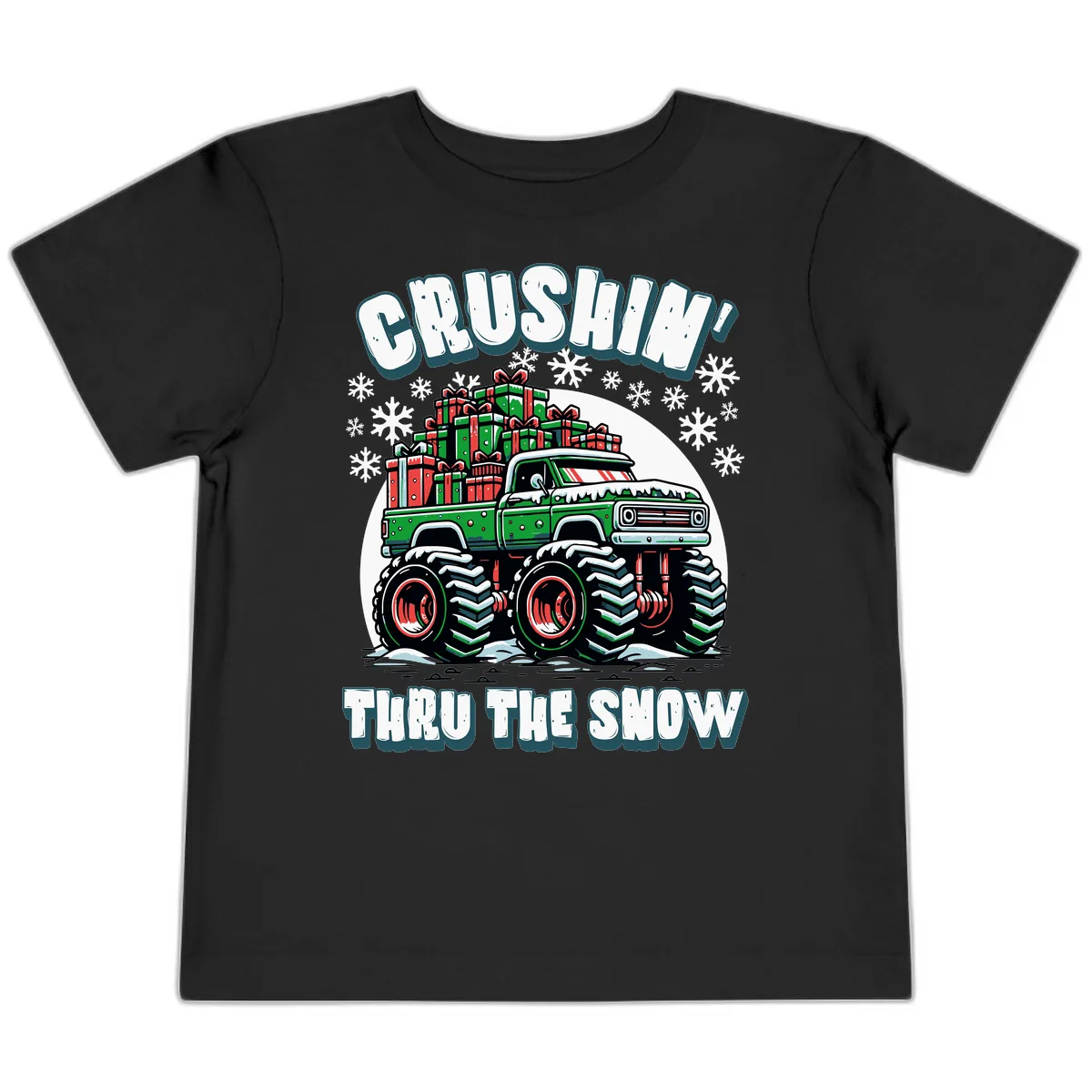Monster Truck Crushing Presents Toddler T-Shirt in Black