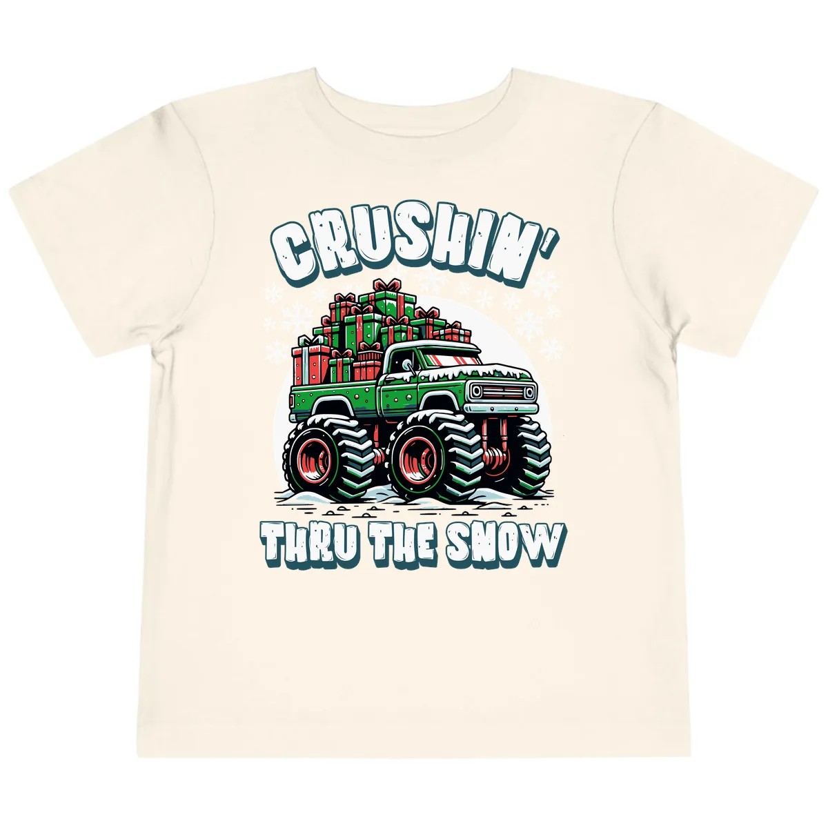 Monster Truck Crushing Presents Toddler T-Shirt in Natural