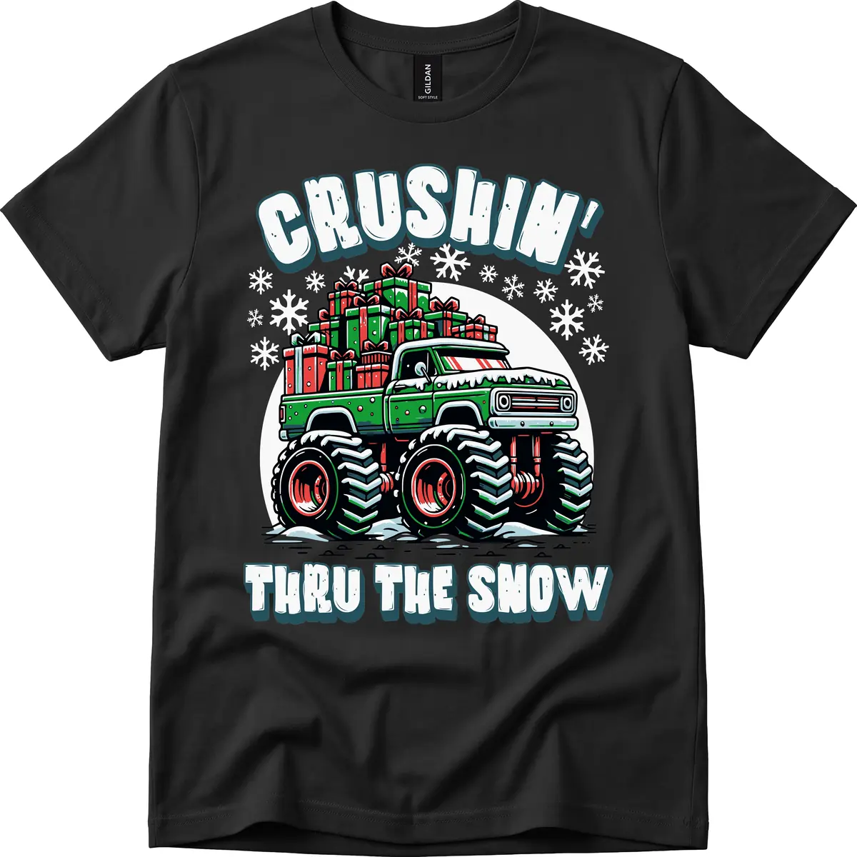 Monster Truck Crushing Presents T-Shirt in Black