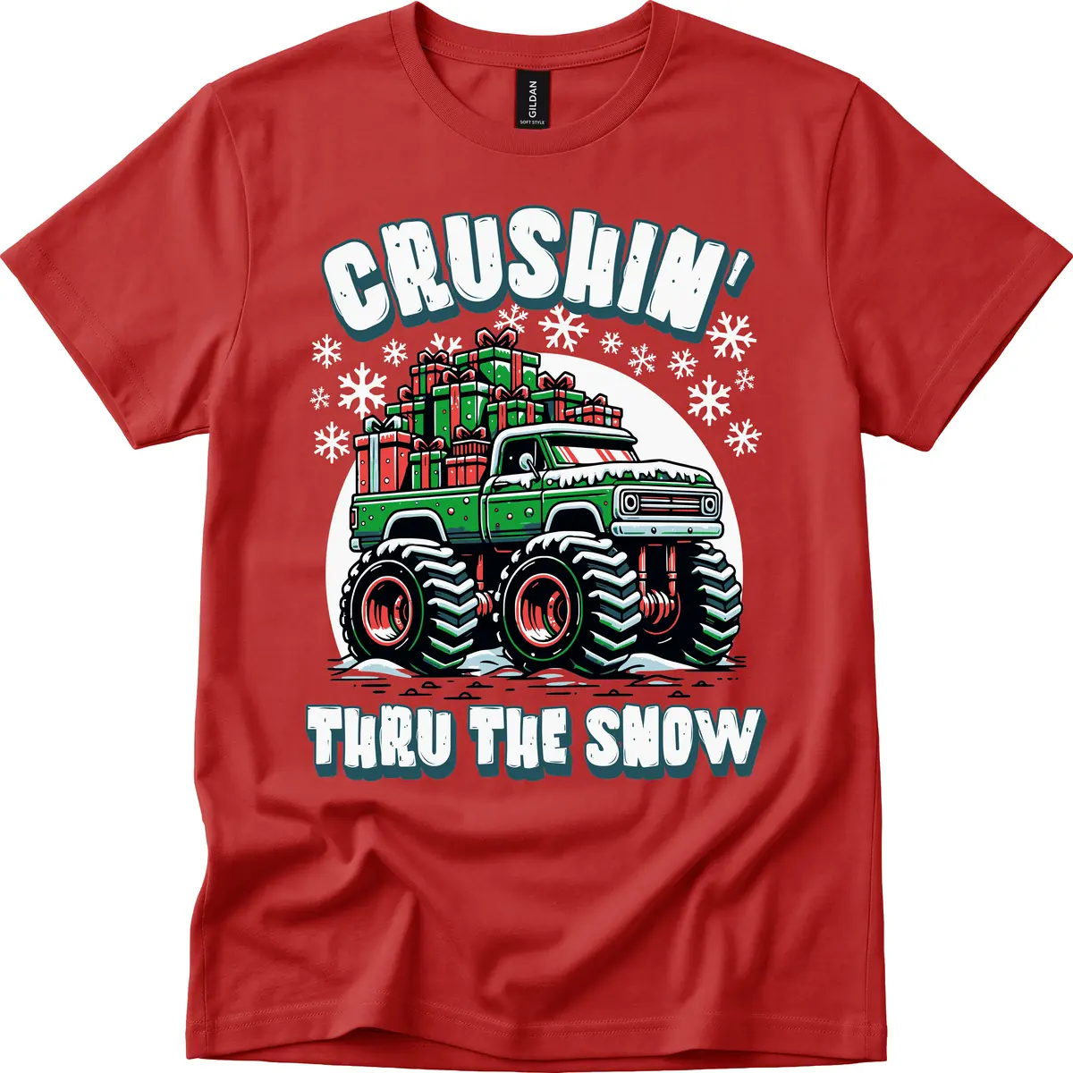 Monster Truck Crushing Presents T-Shirt in Red