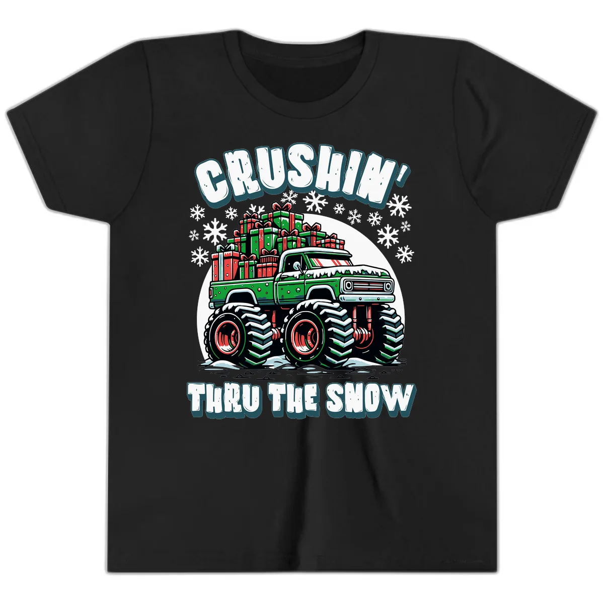 Monster Truck Crushing Presents Youth T-Shirt in Black