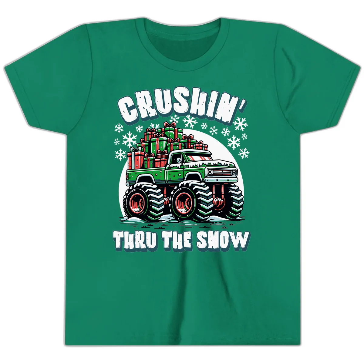 Monster Truck Crushing Presents Youth T-Shirt in Kelly