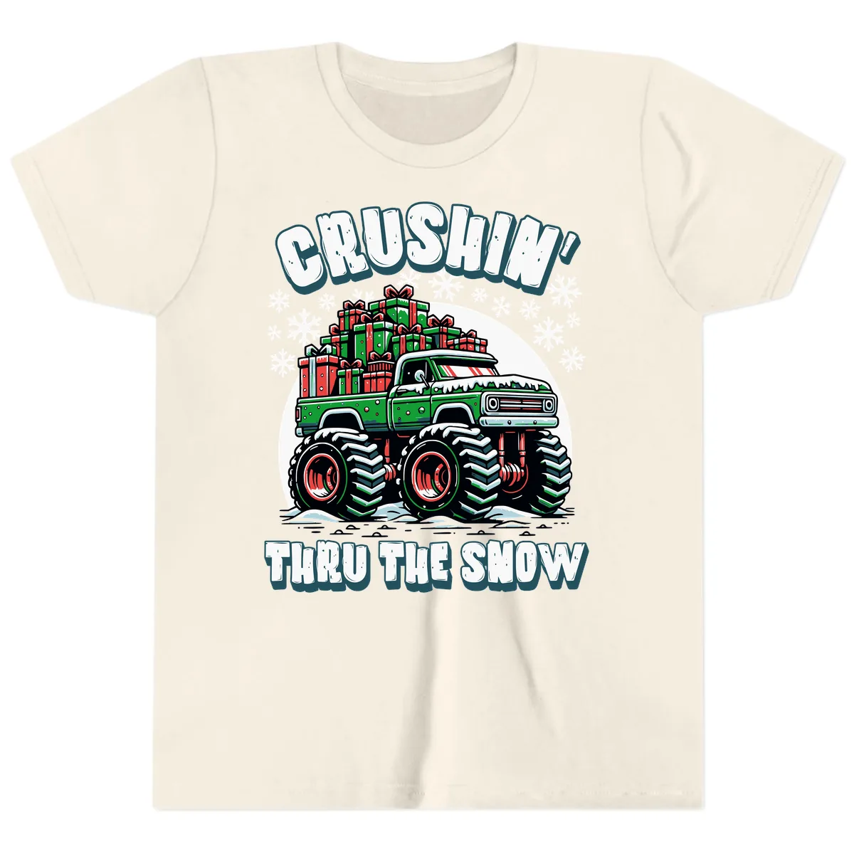 Monster Truck Crushing Presents Youth T-Shirt in Natural