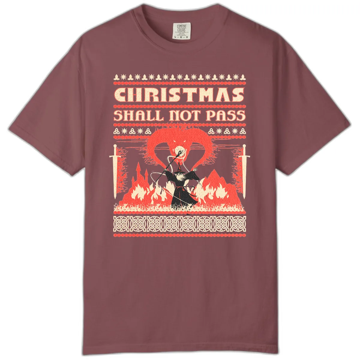 Christmas Shall Not Pass Wizard Comfort Color in Brick