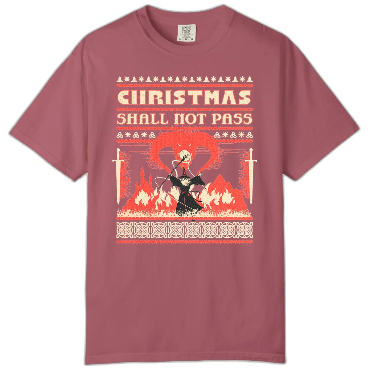 Christmas Shall Not Pass Wizard Comfort Color in Crimson