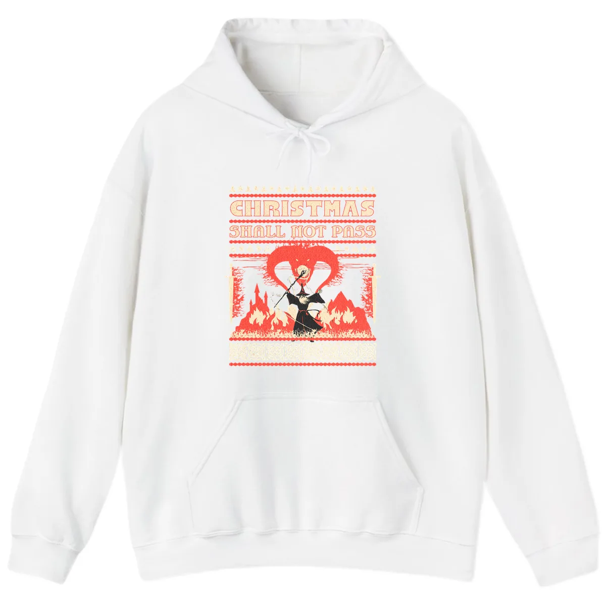 Christmas Shall Not Pass Wizard Hoodie in White