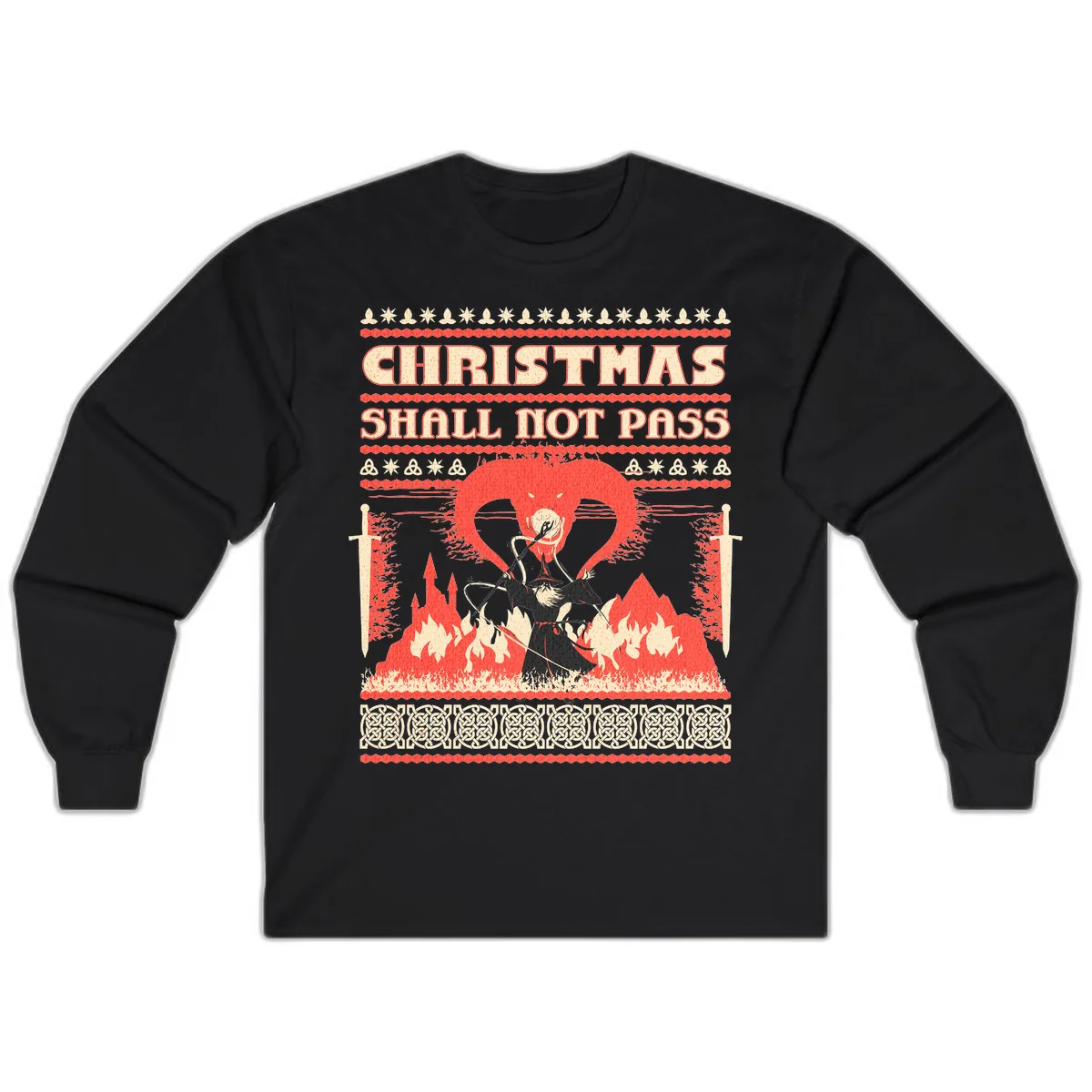 Christmas Shall Not Pass Wizard Long Sleeve in Black