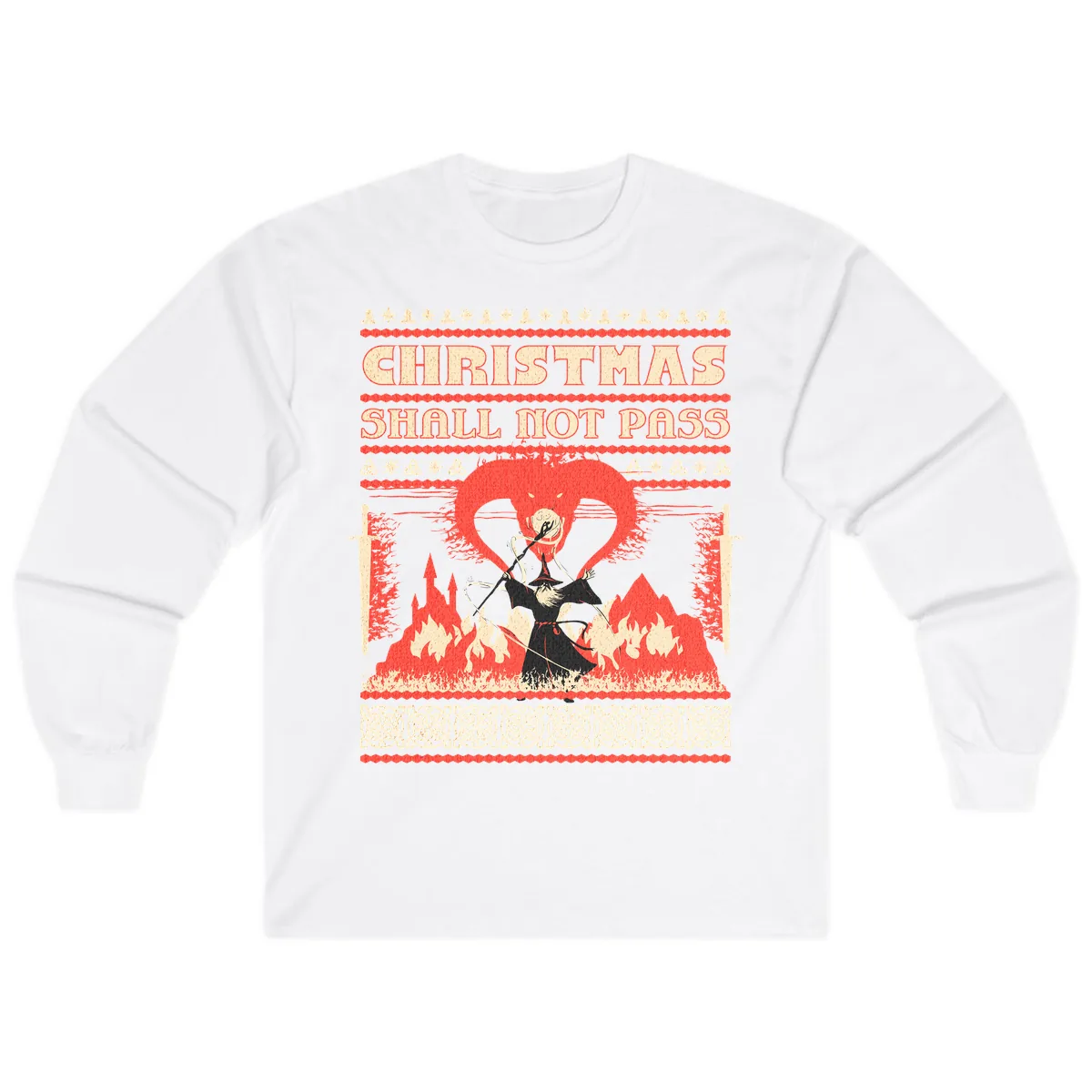 Christmas Shall Not Pass Wizard Long Sleeve in White