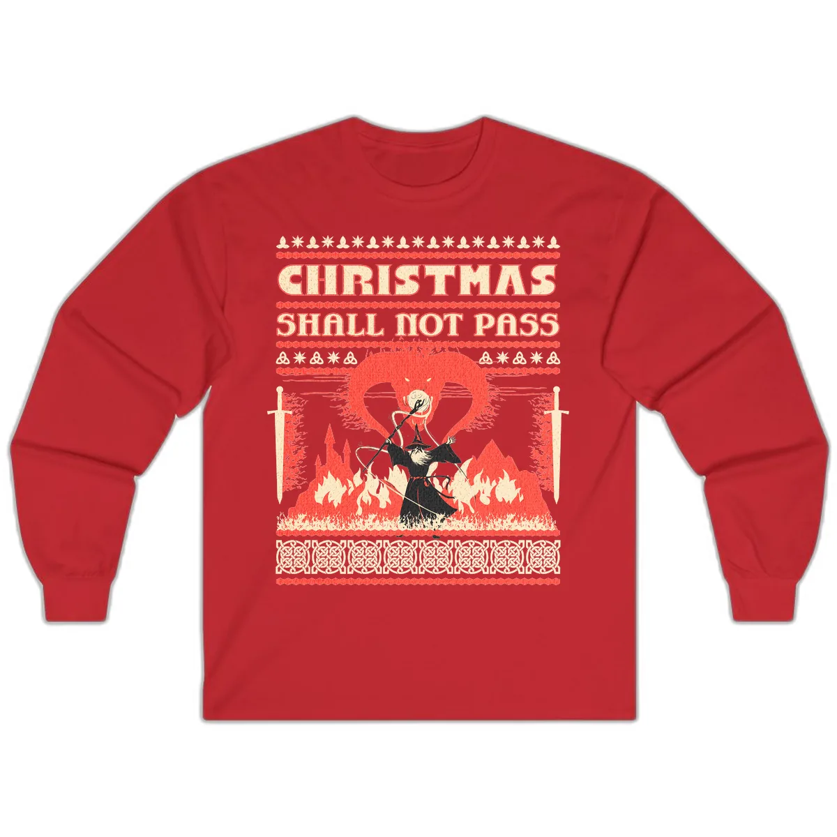 Christmas Shall Not Pass Wizard Long Sleeve in Red