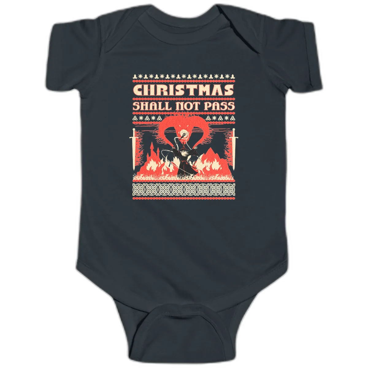 Christmas Shall Not Pass Wizard Baby Onesie in Black