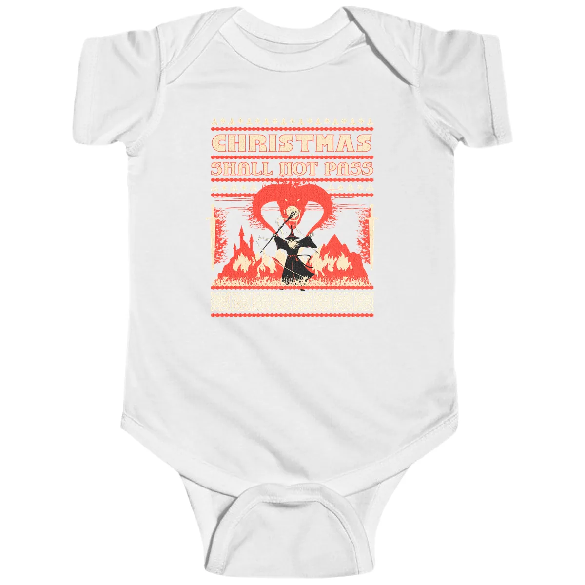 Christmas Shall Not Pass Wizard Baby Onesie in White