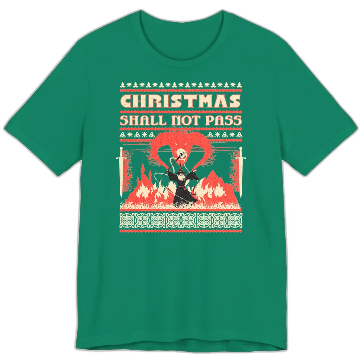 Christmas Shall Not Pass Wizard Premium T-Shirt in Kelly
