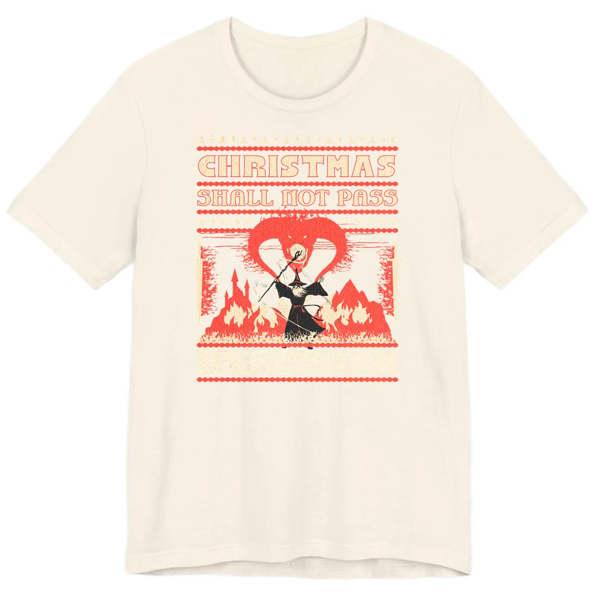 Christmas Shall Not Pass Wizard Premium T-Shirt in Natural