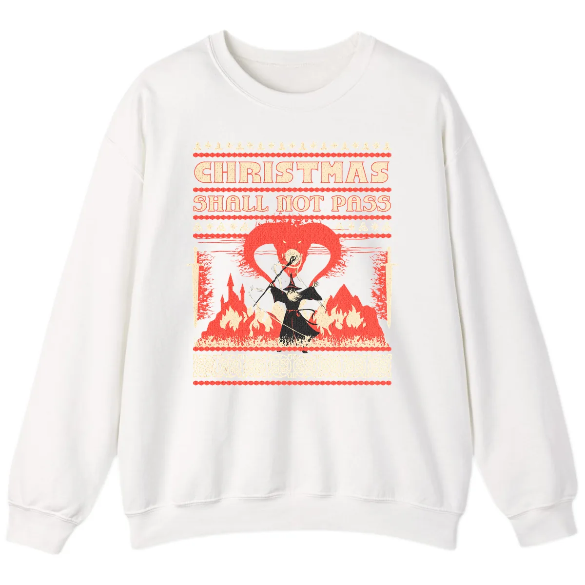 Christmas Shall Not Pass Wizard Sweatshirt in White