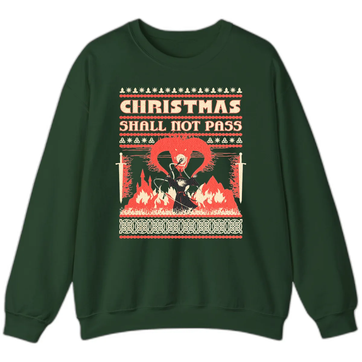 Christmas Shall Not Pass Wizard Sweatshirt in Forest Green