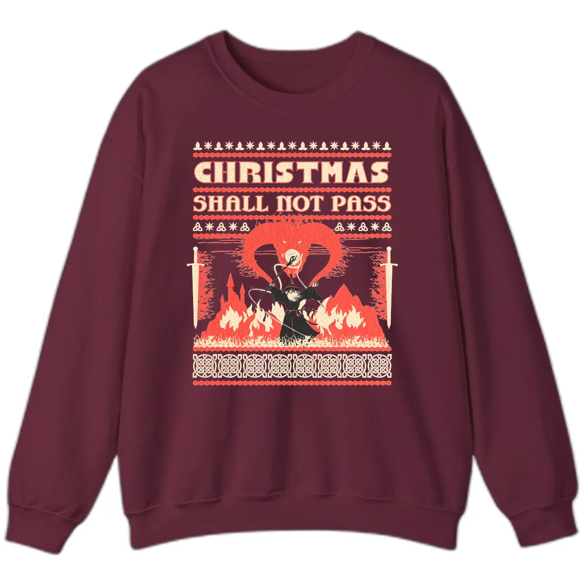 Christmas Shall Not Pass Wizard Sweatshirt in Maroon