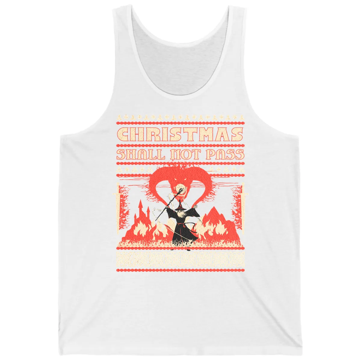 Christmas Shall Not Pass Wizard Tank in White