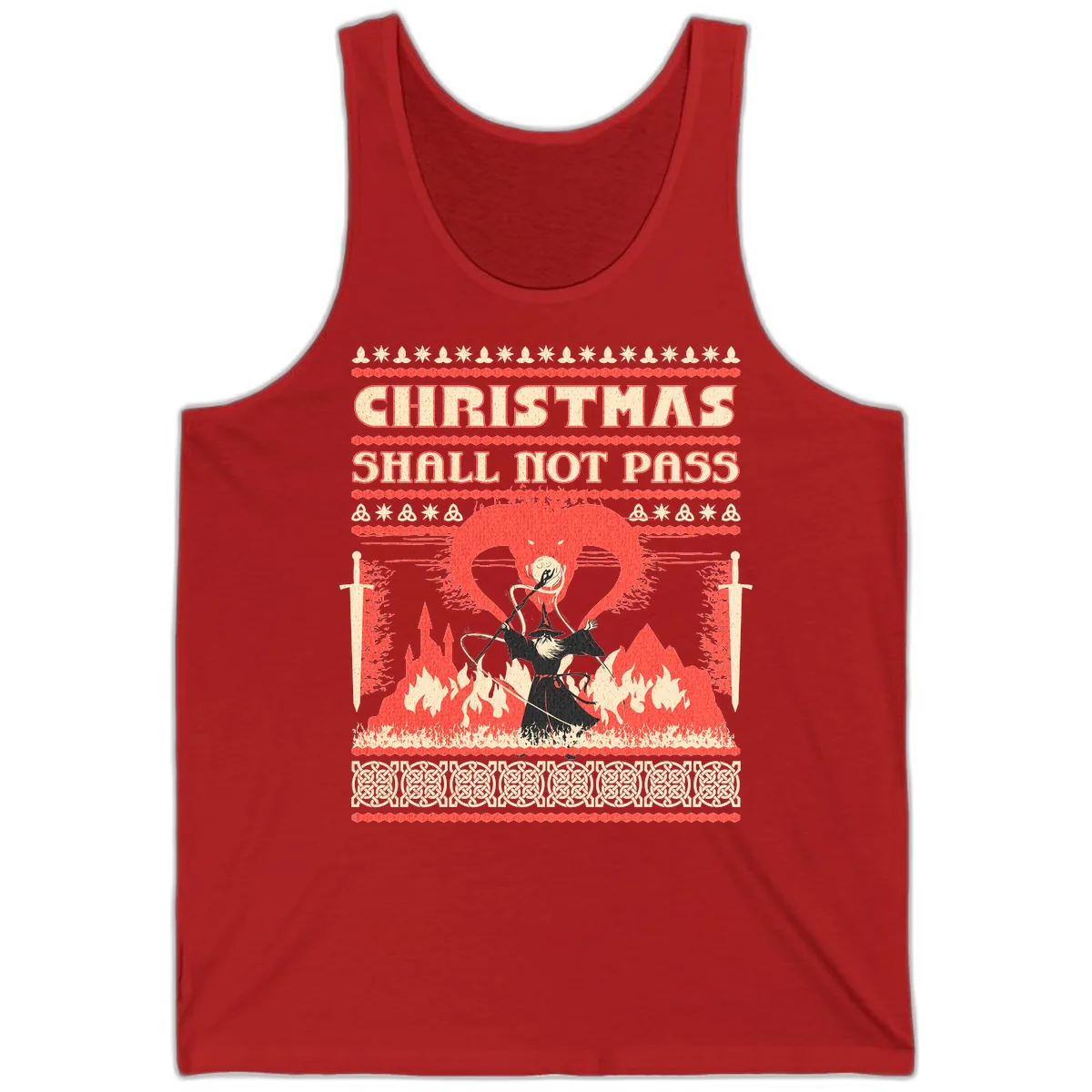 Christmas Shall Not Pass Wizard Tank in Red