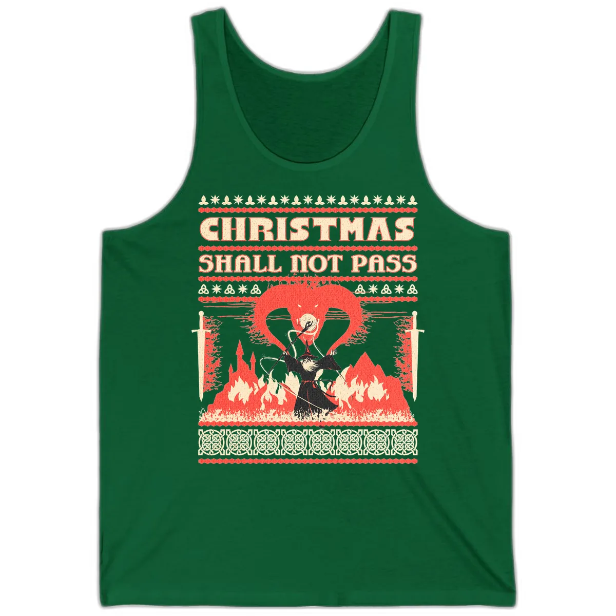 Christmas Shall Not Pass Wizard Tank in Kelly
