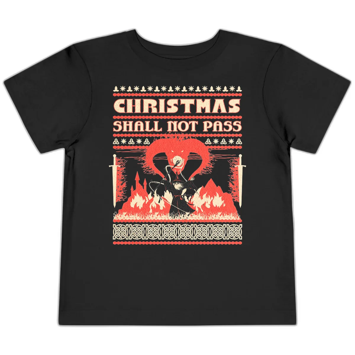 Christmas Shall Not Pass Wizard Toddler T-Shirt in Black