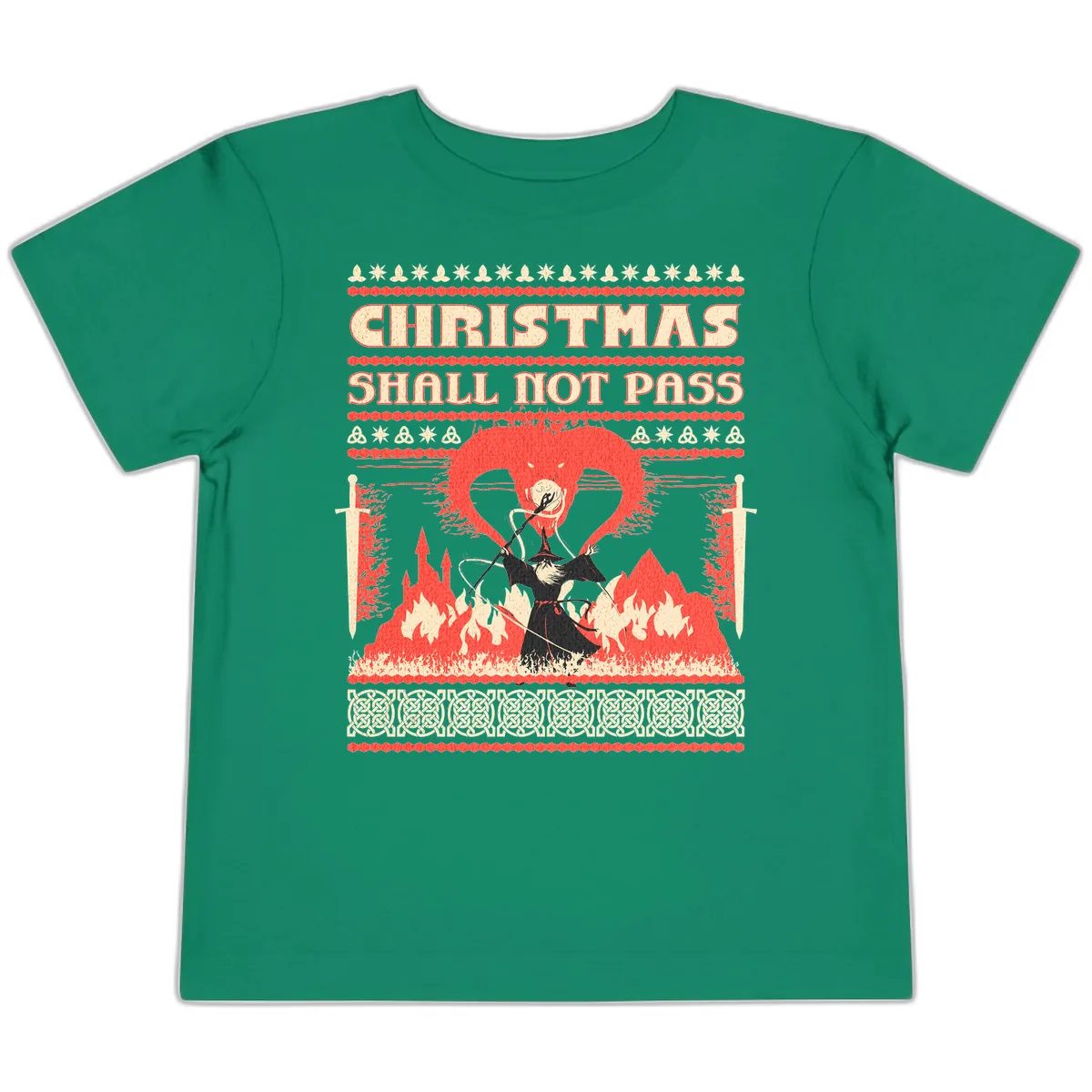 Christmas Shall Not Pass Wizard Toddler T-Shirt in Kelly