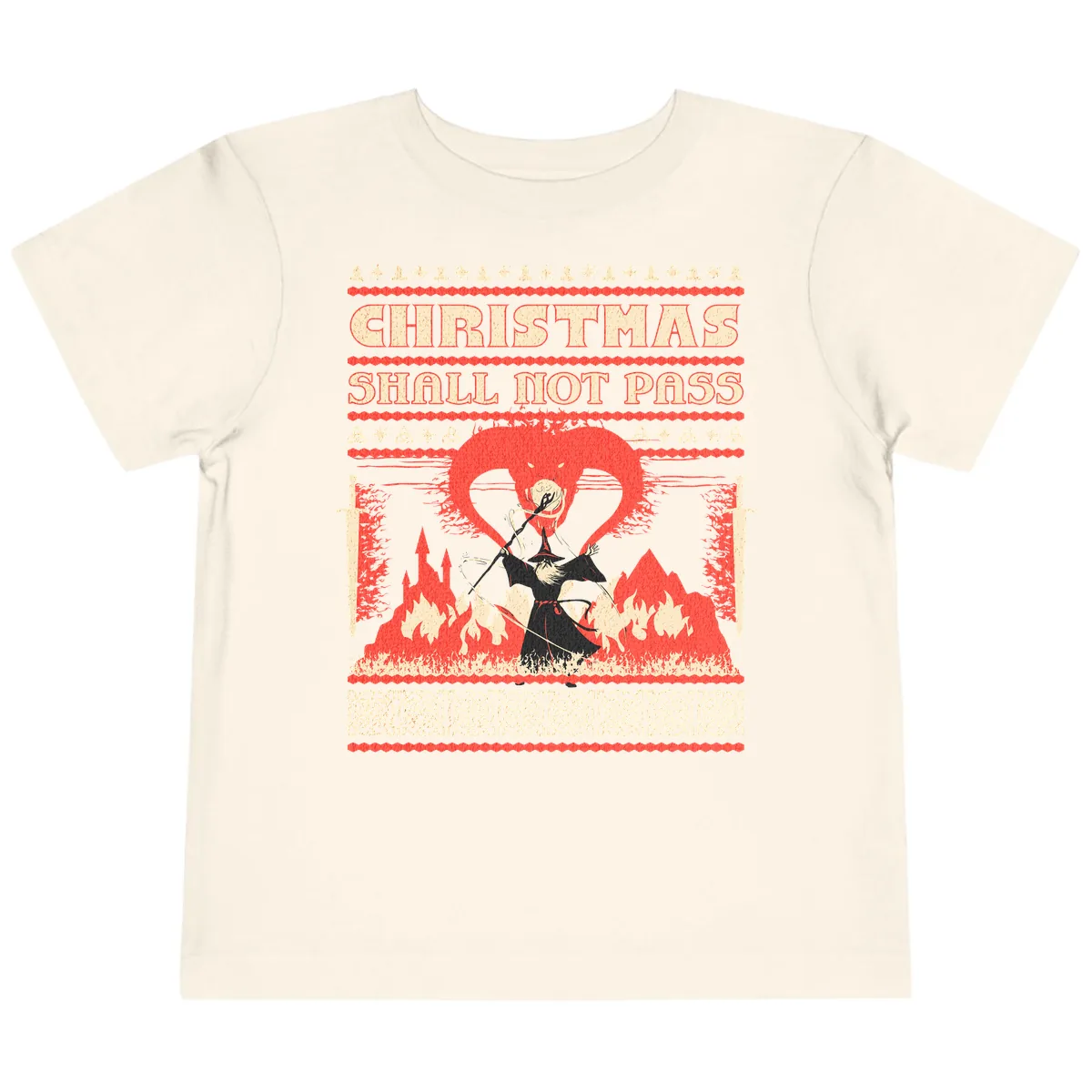 Christmas Shall Not Pass Wizard Toddler T-Shirt in Natural