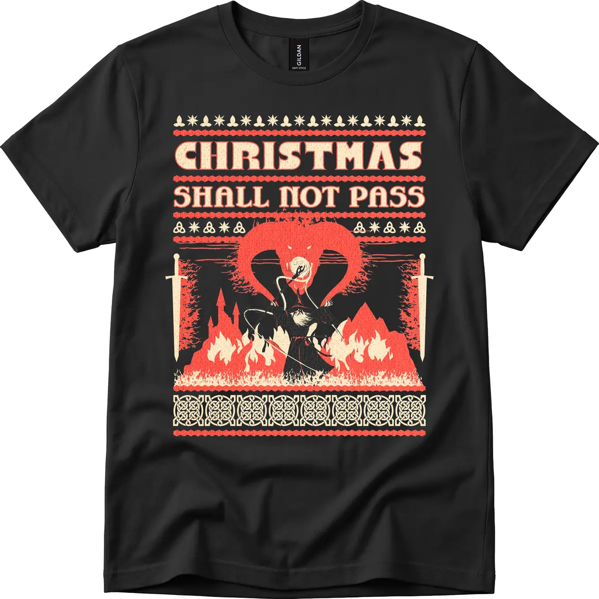 Christmas Shall Not Pass Wizard T-Shirt in Black