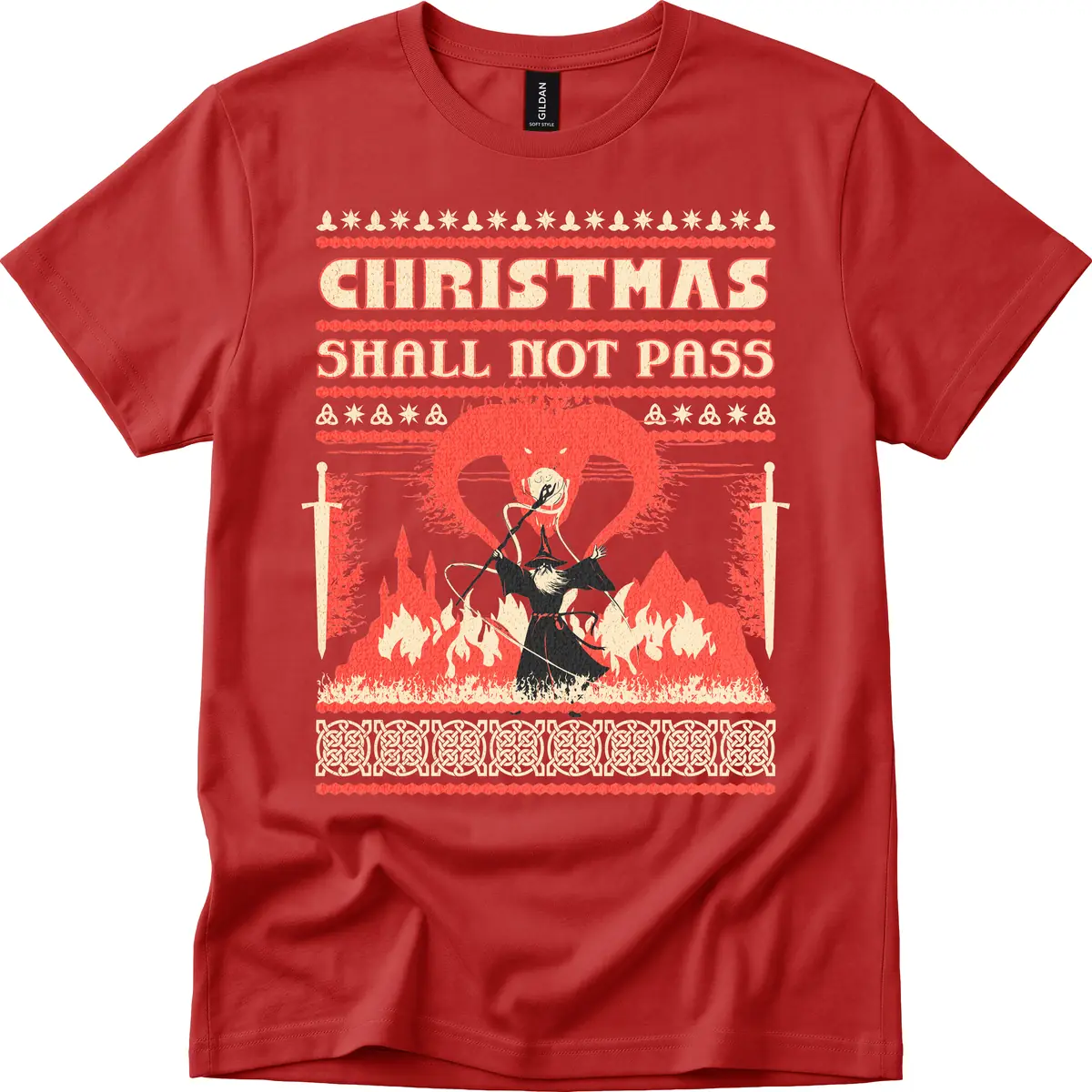 Christmas Shall Not Pass Wizard T-Shirt in Red