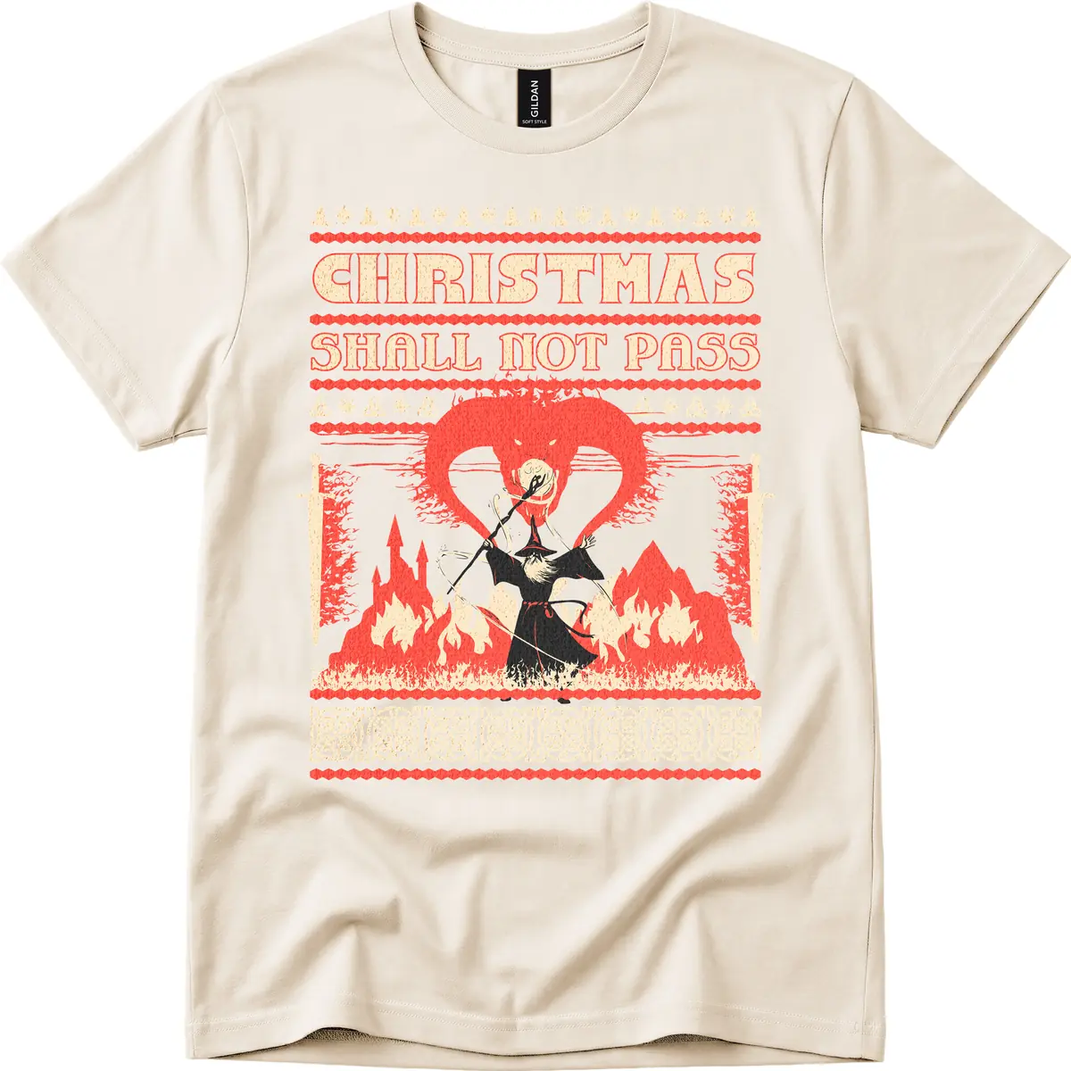 Christmas Shall Not Pass Wizard T-Shirt in Natural