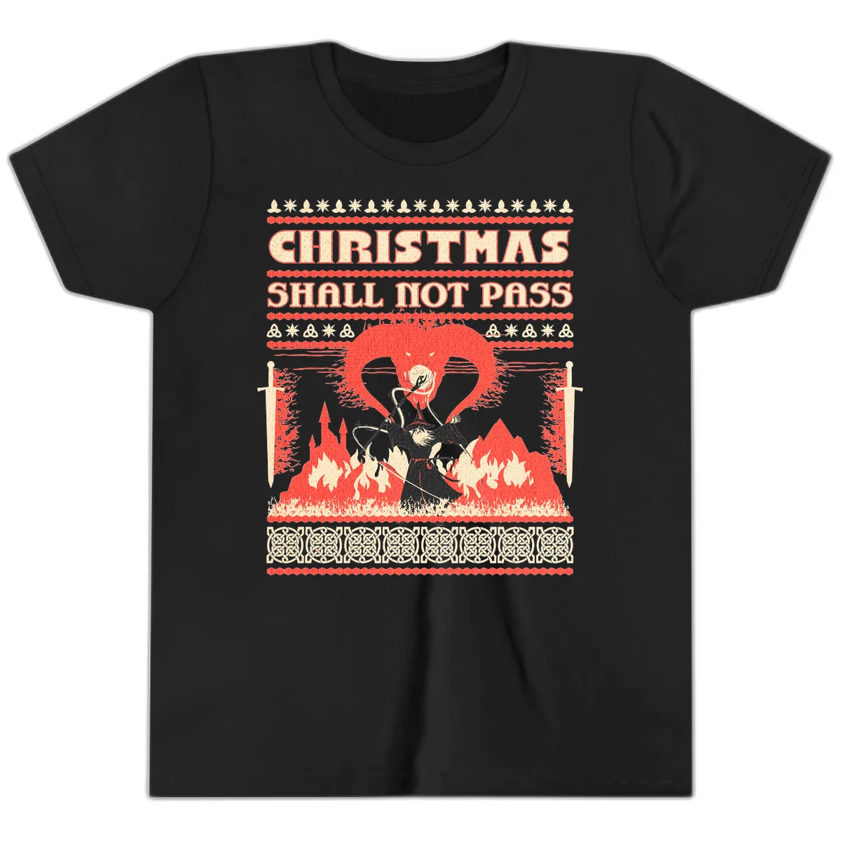 Christmas Shall Not Pass Wizard Youth T-Shirt in Black