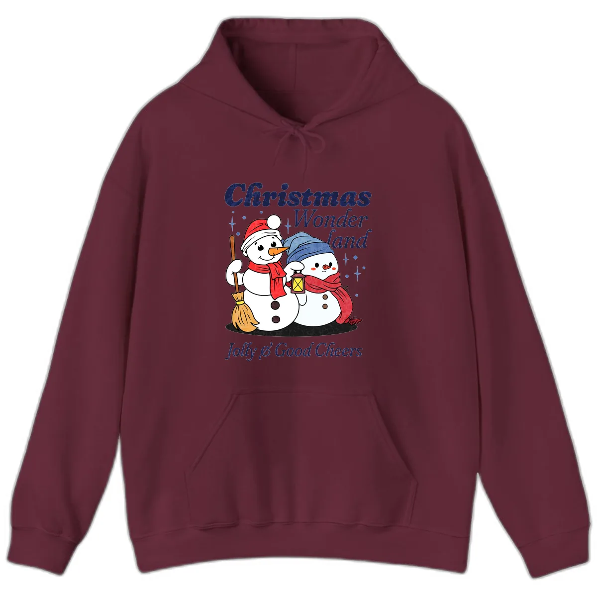 Christmas Wonderland Snowmen Hoodie in Maroon