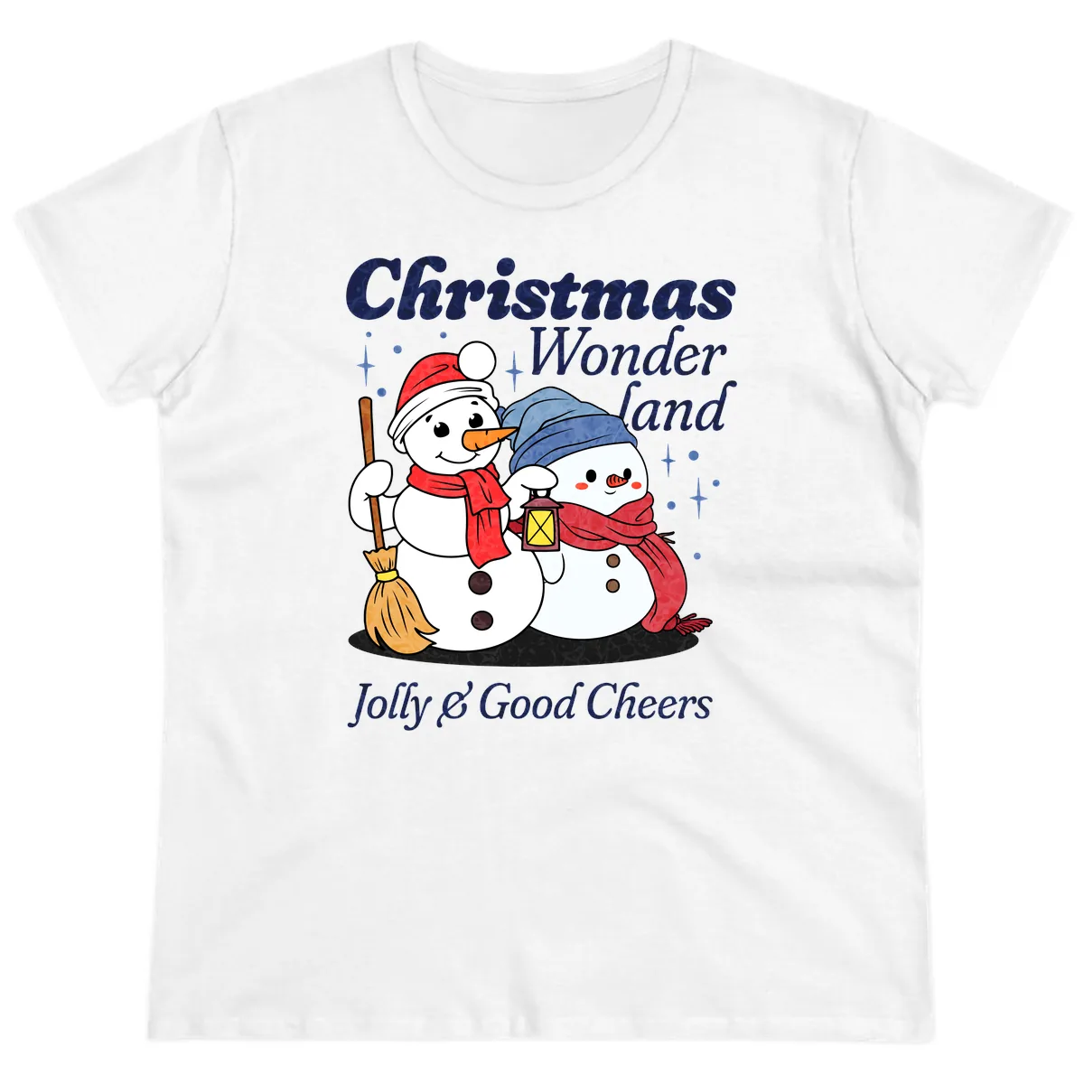 Christmas Wonderland Snowmen Ladies Tee in White