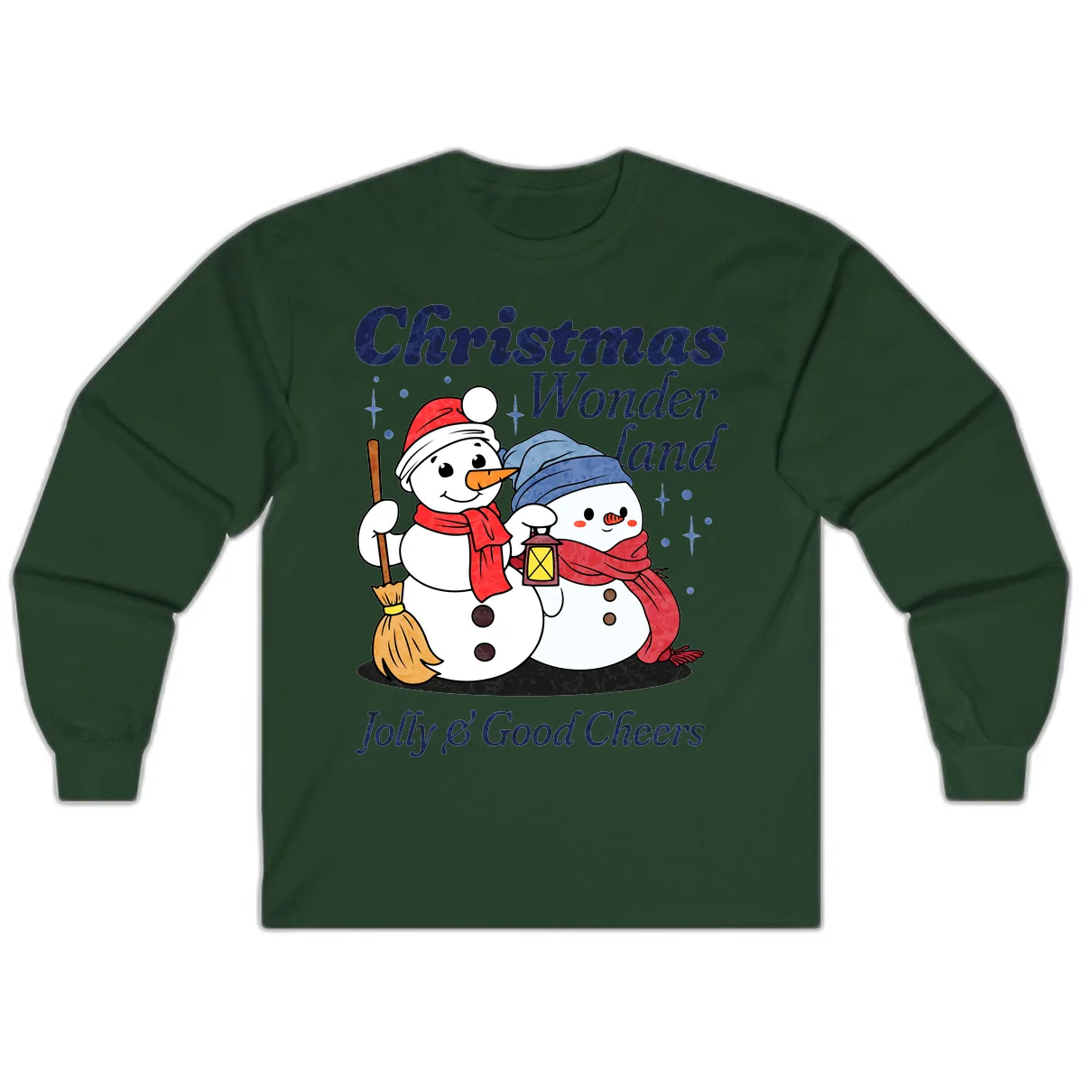 Christmas Wonderland Snowmen Long Sleeve in Forest Green
