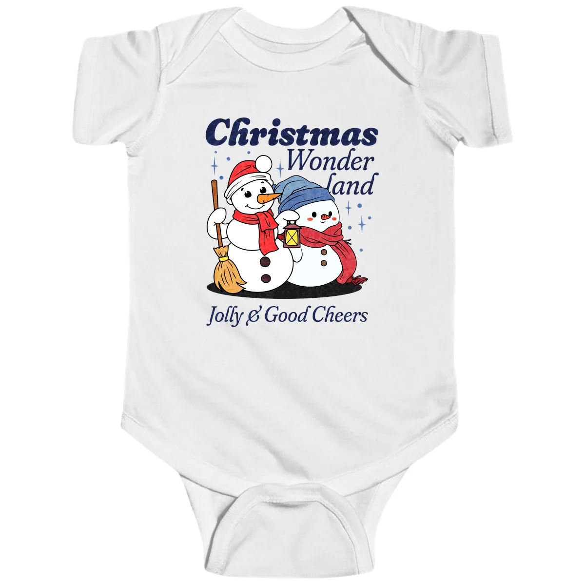 Christmas Wonderland Snowmen Baby Onesie in White
