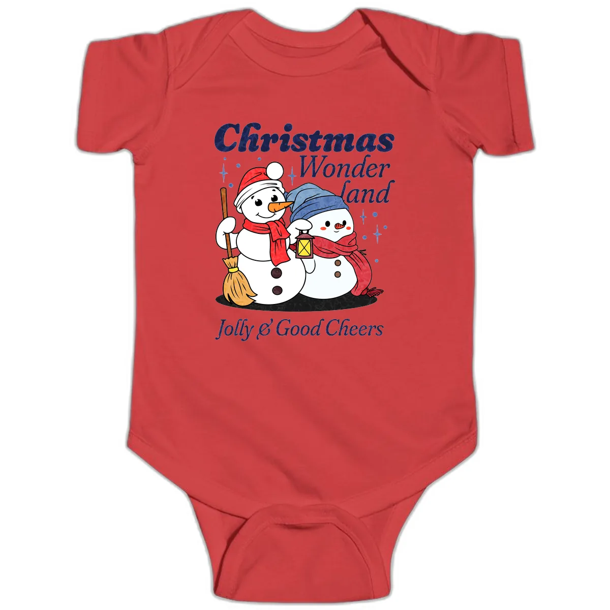 Christmas Wonderland Snowmen Baby Onesie in Red