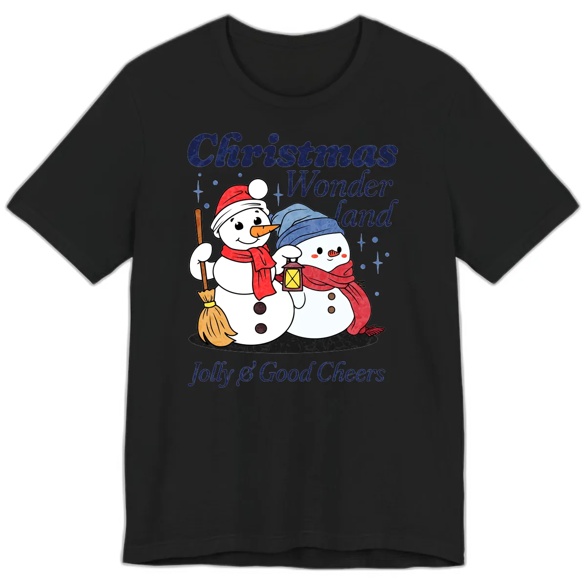 Christmas Wonderland Snowmen Premium T-Shirt in Black