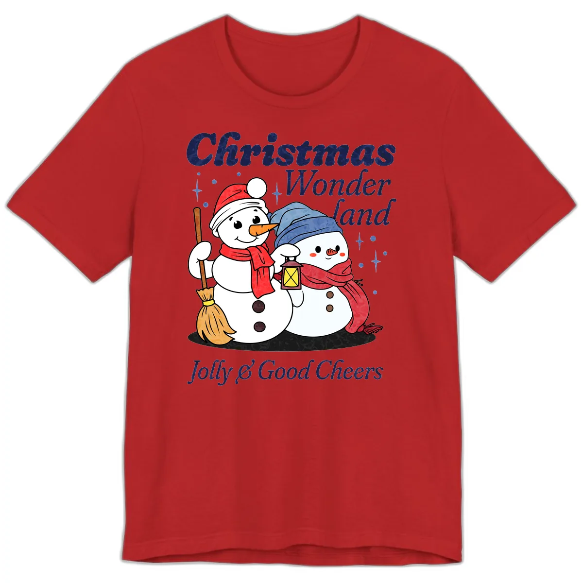 Christmas Wonderland Snowmen Premium T-Shirt in Red