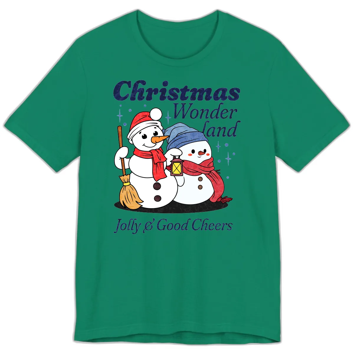 Christmas Wonderland Snowmen Premium T-Shirt in Kelly