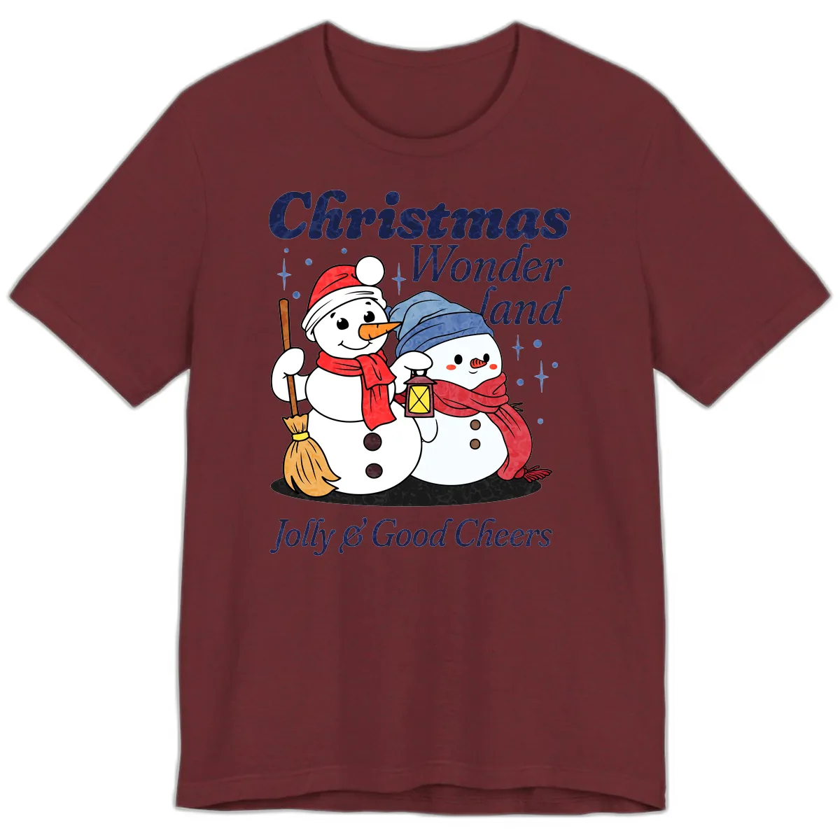 Christmas Wonderland Snowmen Premium T-Shirt in Heather Cardinal