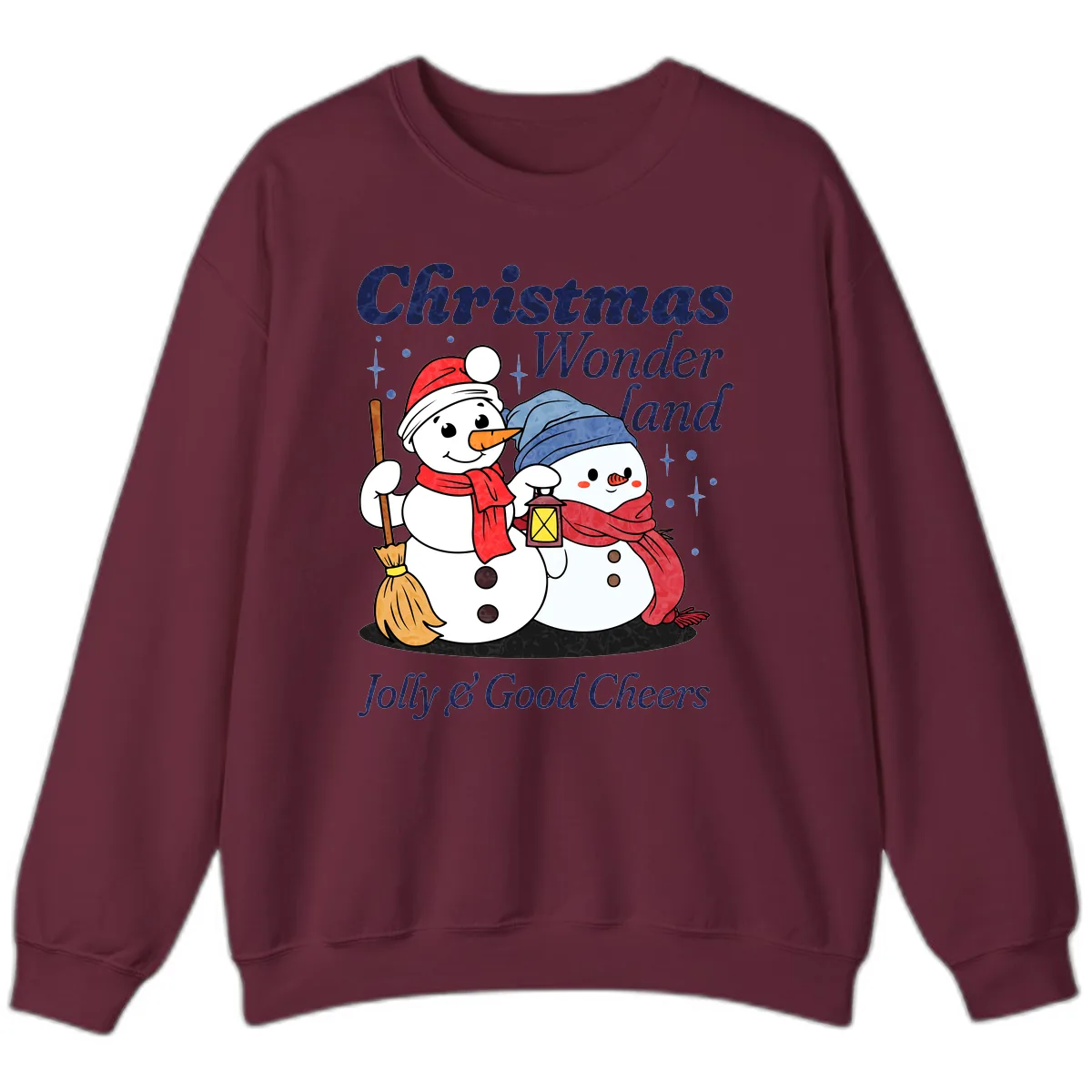 Christmas Wonderland Snowmen Sweatshirt in Maroon