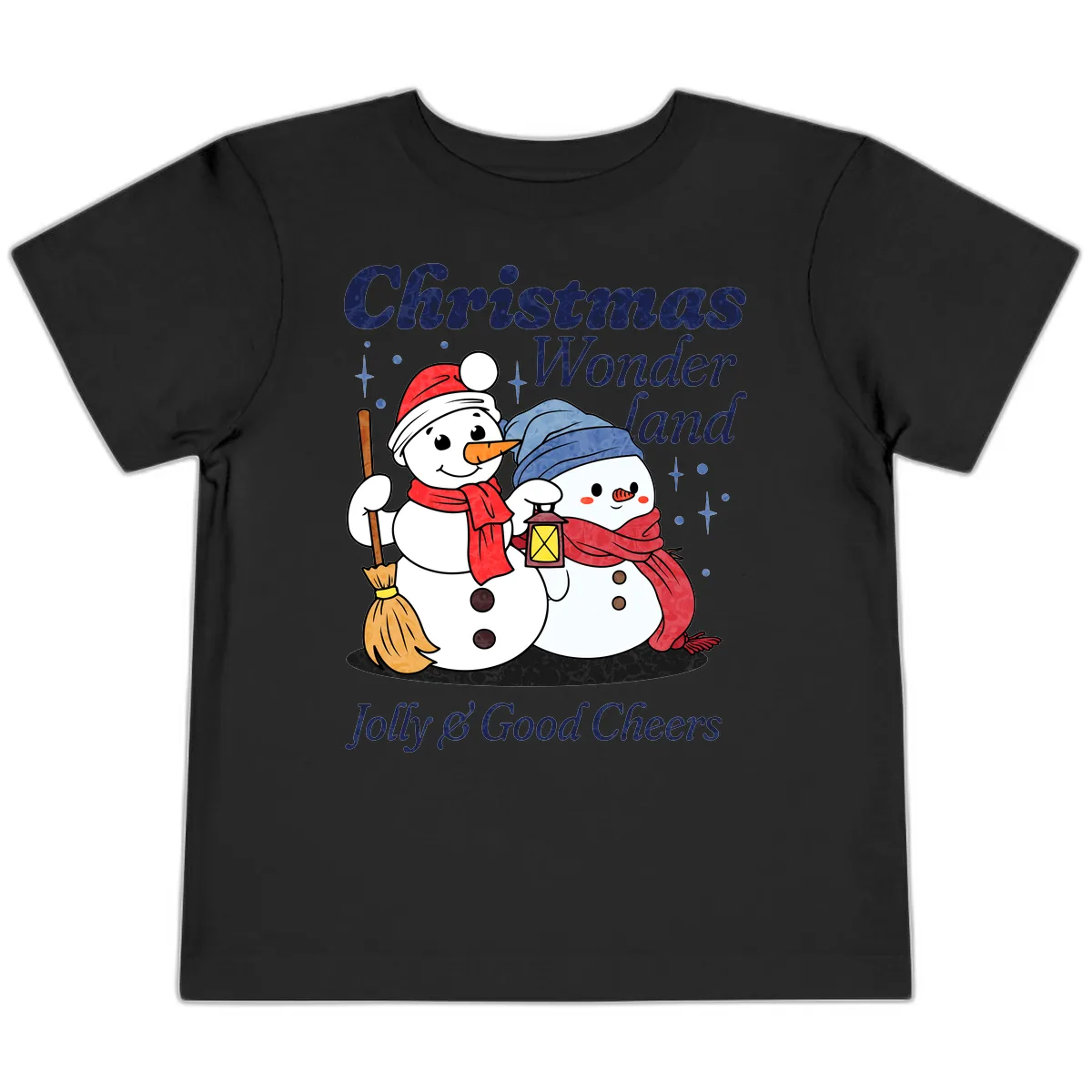 Christmas Wonderland Snowmen Toddler T-Shirt in Black