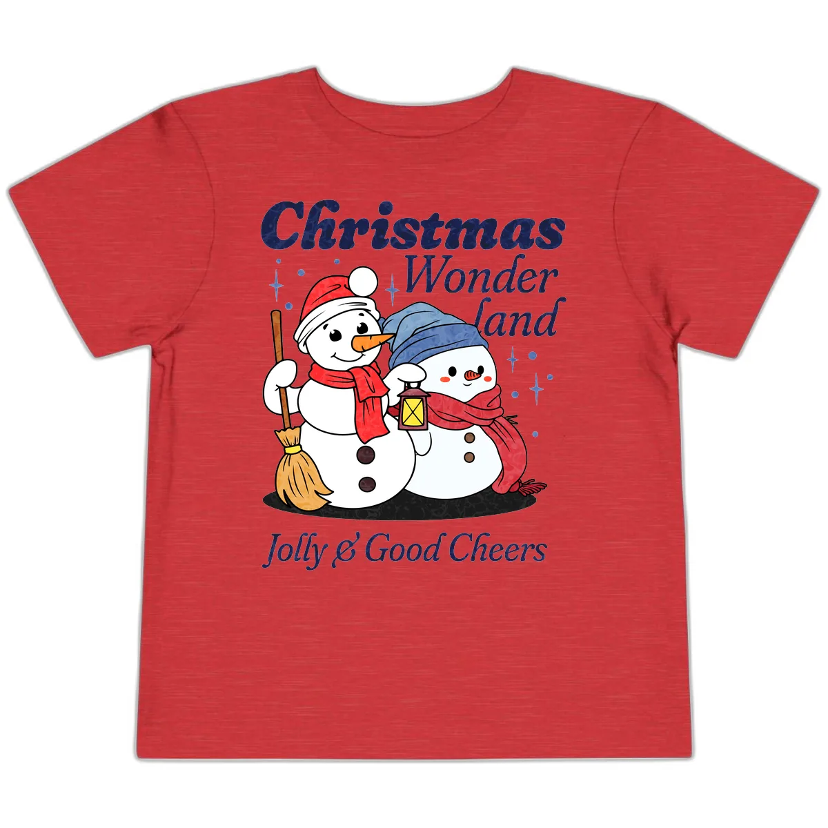 Christmas Wonderland Snowmen Toddler T-Shirt in Heather Red
