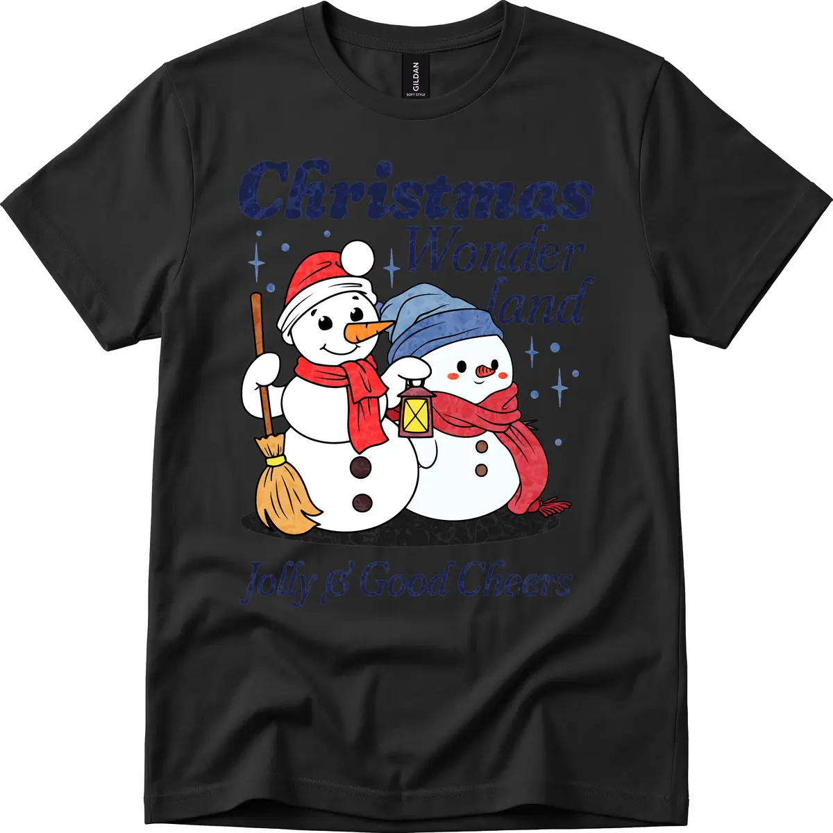 Christmas Wonderland Snowmen T-Shirt in Black
