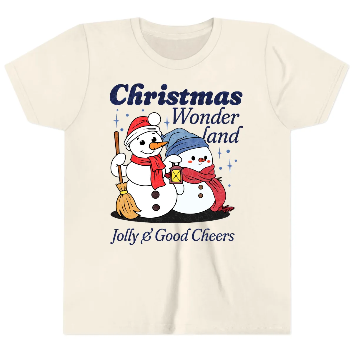 Christmas Wonderland Snowmen Youth T-Shirt in Natural