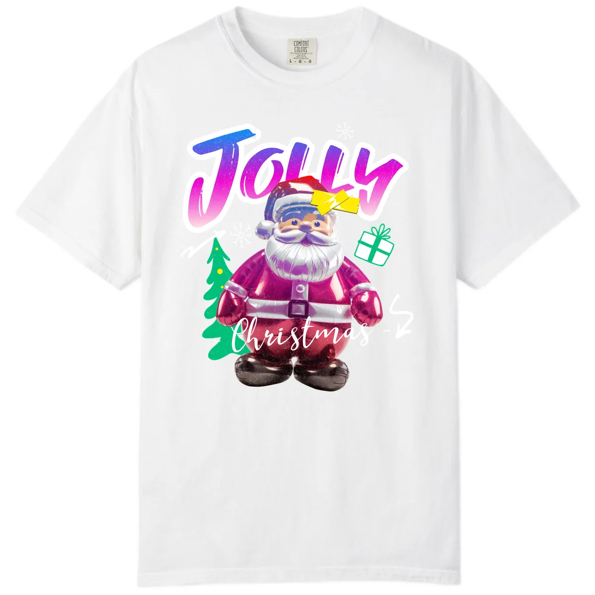 Jolly Christmas Santa Balloon Comfort Color in White