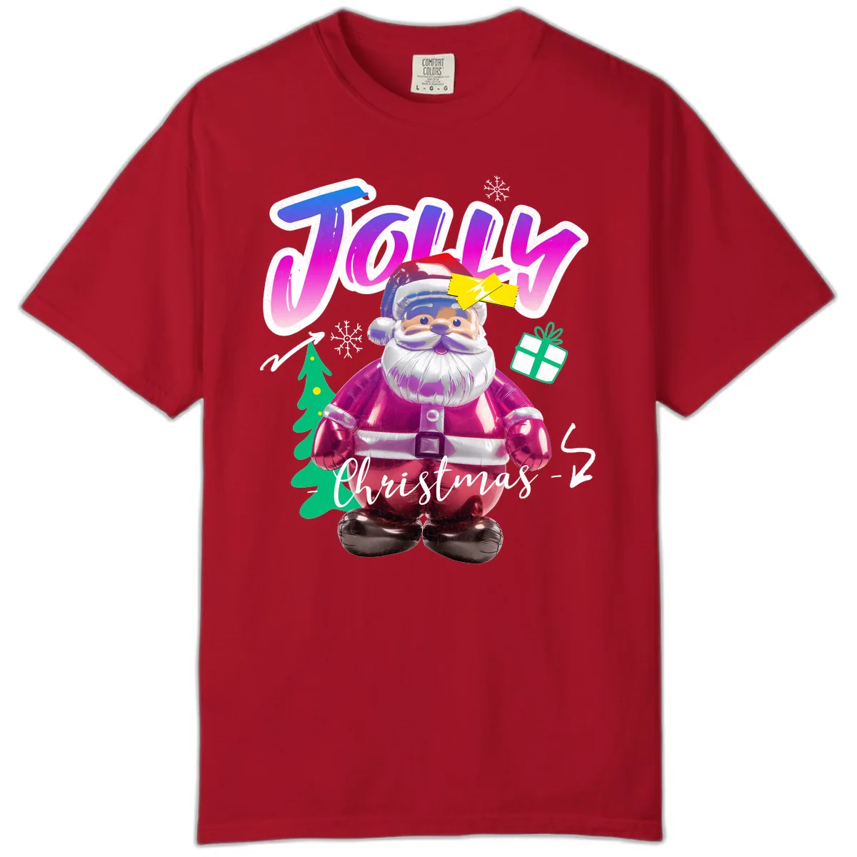 Jolly Christmas Santa Balloon Comfort Color in Red