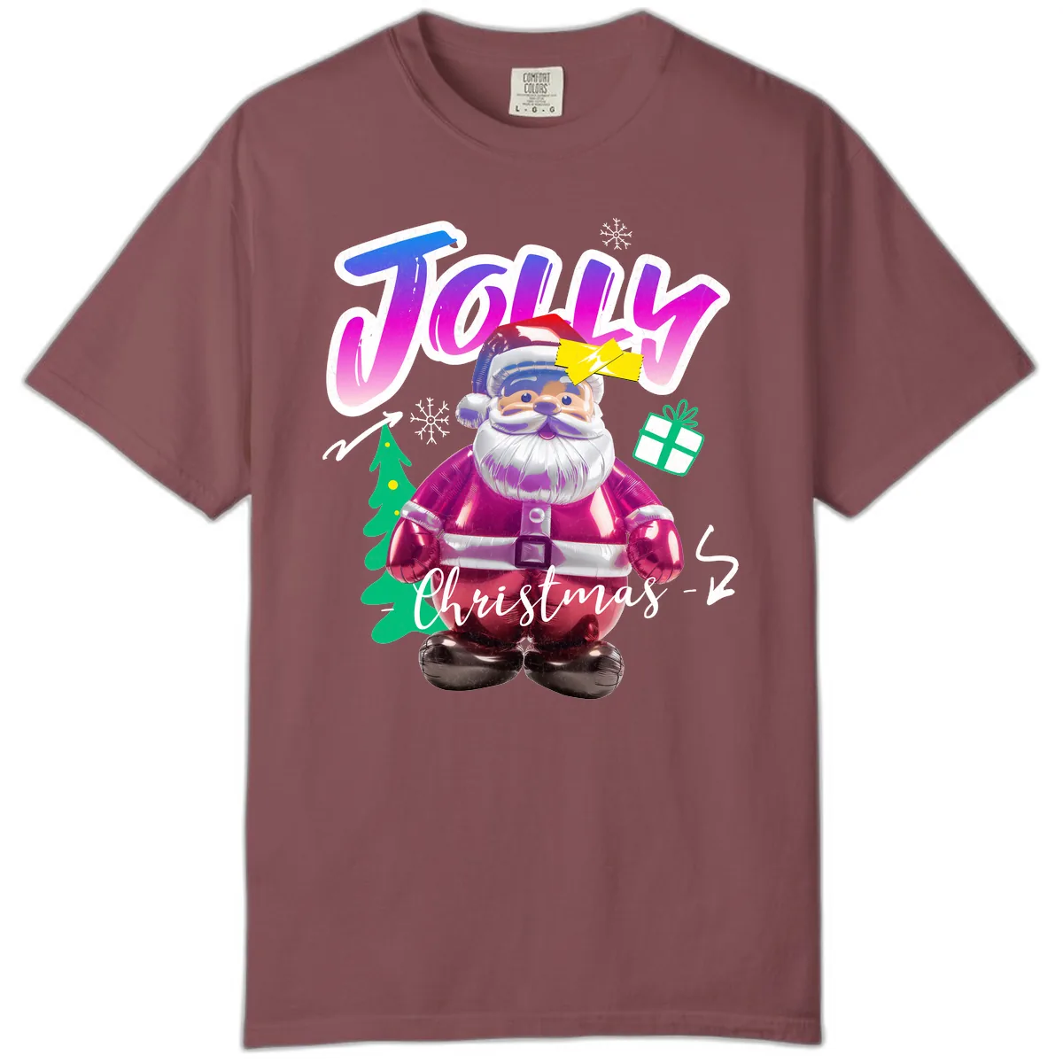 Jolly Christmas Santa Balloon Comfort Color in Brick