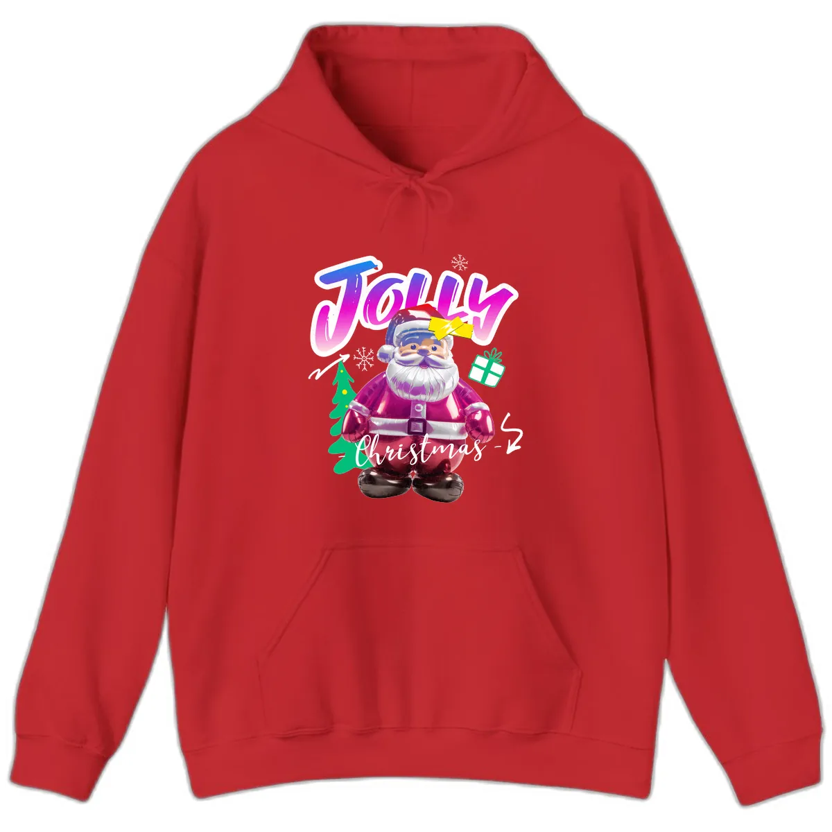 Jolly Christmas Santa Balloon Hoodie in Red